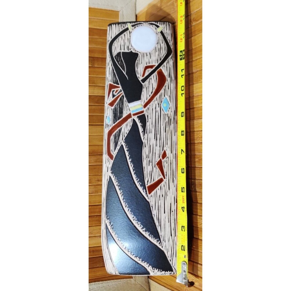 Woman Under The Moon Triangular Decor Art Vase Faux Real Floral Arrangement 14x5
